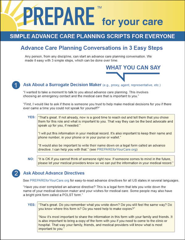 Simple Advance Care Planning Scripts for Everyone