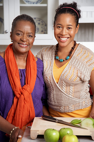Two women standing together